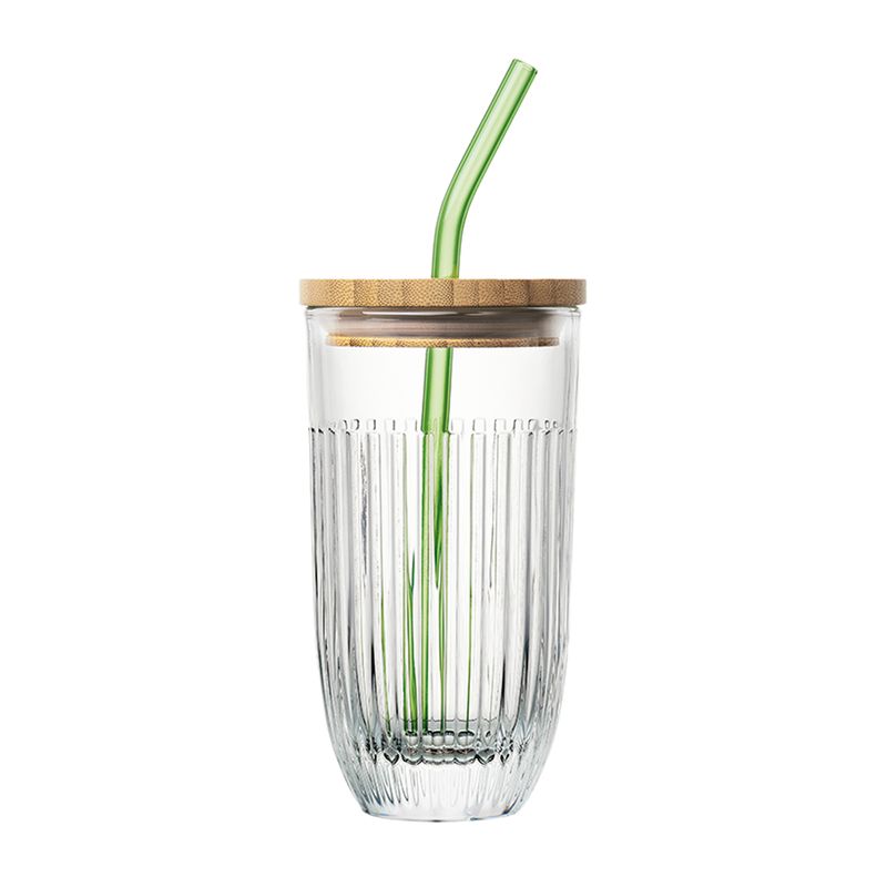Matchaglass (2-pk) m/Lokk + Sugerør
