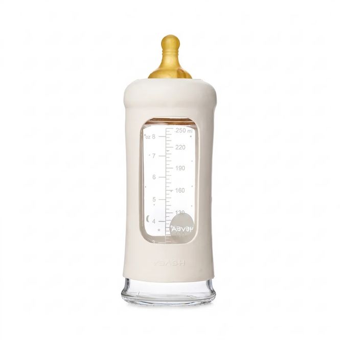 Hovedbilde Tåteflaske 250 ml Hvit - Glass & Naturgummi | Hevea