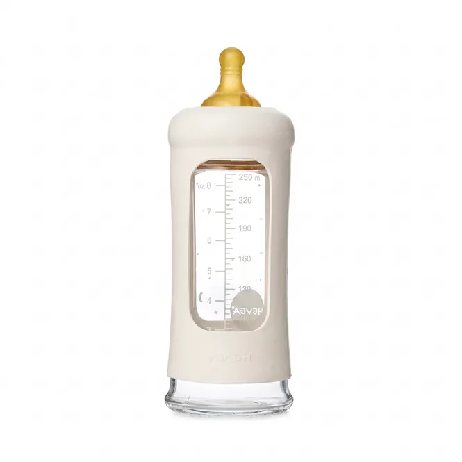 Hovedbilde Tåteflaske 250 ml Hvit - Glass & Naturgummi | Hevea